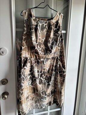 Dress Barn Neutral Animal Print Sleeveless Dress - Brown/Beige